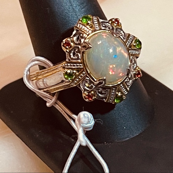 Gems enVogue Ethiopian Opal&Gemstone Cocktail Ring - Picture 4 of 16